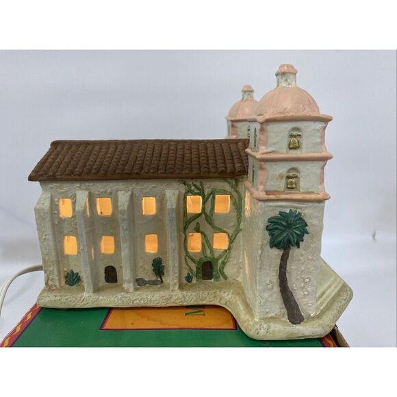 Santa Barbara Mission Ceramic Lighted Village House Midwest Cannon Falls w Box - Picture 5 of 8